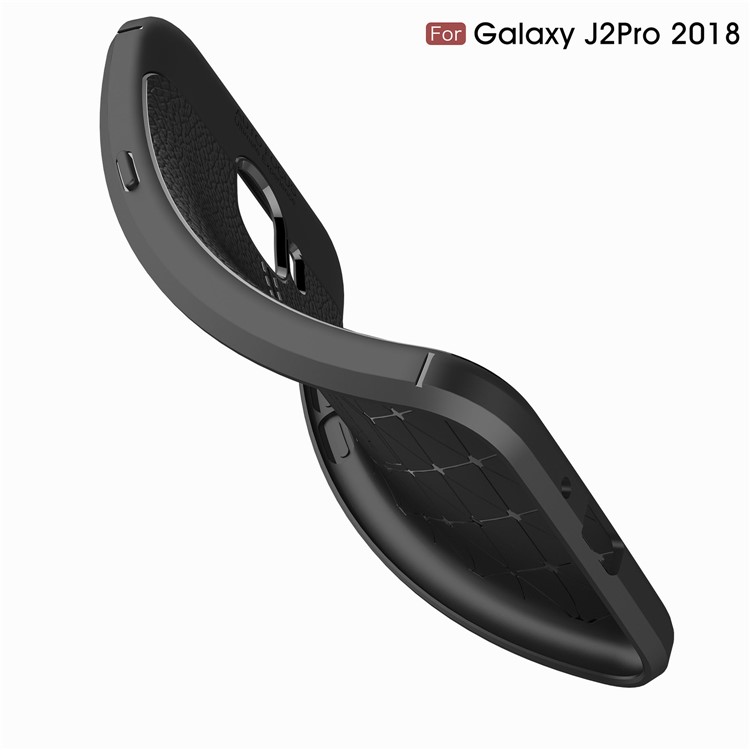 Litchi Grain Soft TPU Back Case for Samsung Galaxy J2 Pro 2018 - Black-9