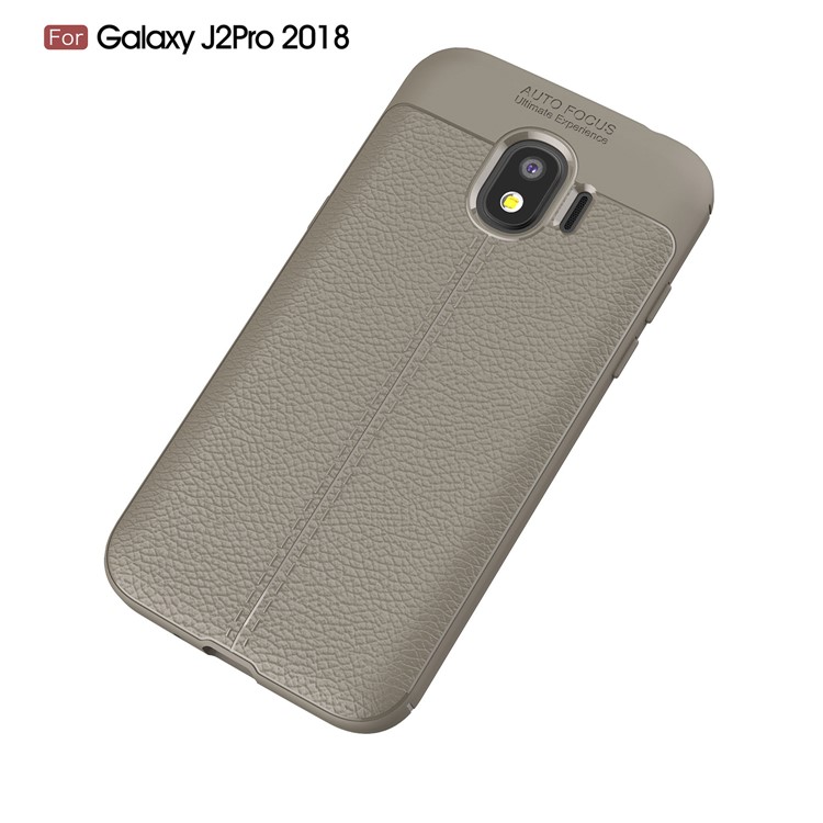 Litchi Grain Soft TPU Mobile Phone Case for Samsung Galaxy J2 Pro 2018 - Grey-2