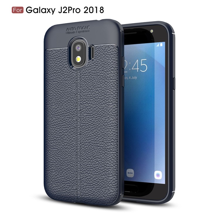 Litchi зерно мягкий корпус мобильного телефона tpu для галактики samsung j2 pro 2018 - темно-синий