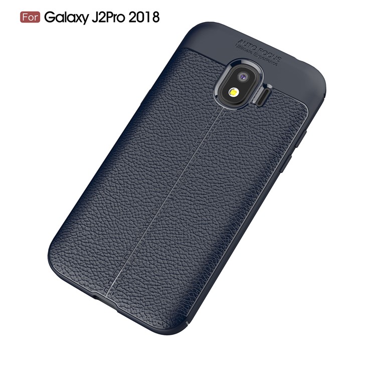 Litchi Grain Soft TPU Mobile Phone Shell for Samsung Galaxy J2 Pro 2018 - Dark Blue-2