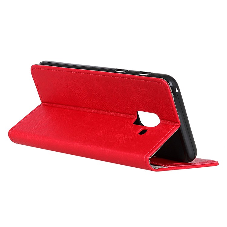 Metal Magnetic Clasp Crazy Horse Texture Leather Wallet Cover for Samsung Galaxy A8 (2018) - Red-3