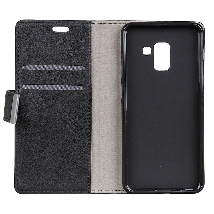 Metal Magnetic Clasp Crazy Horse Texture Leather Wallet Case for Samsung Galaxy A8+ (2018) - Black-2