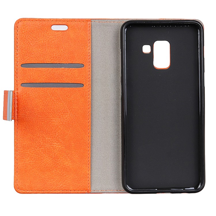 Metal Magnetic Clasp Crazy Horse Texture Leather Stand Flip Case for Samsung Galaxy A8+ (2018) - Orange-2