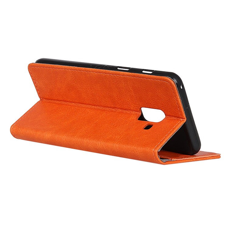 Metal Magnetic Clasp Crazy Horse Texture Leather Stand Flip Case for Samsung Galaxy A8+ (2018) - Orange-3