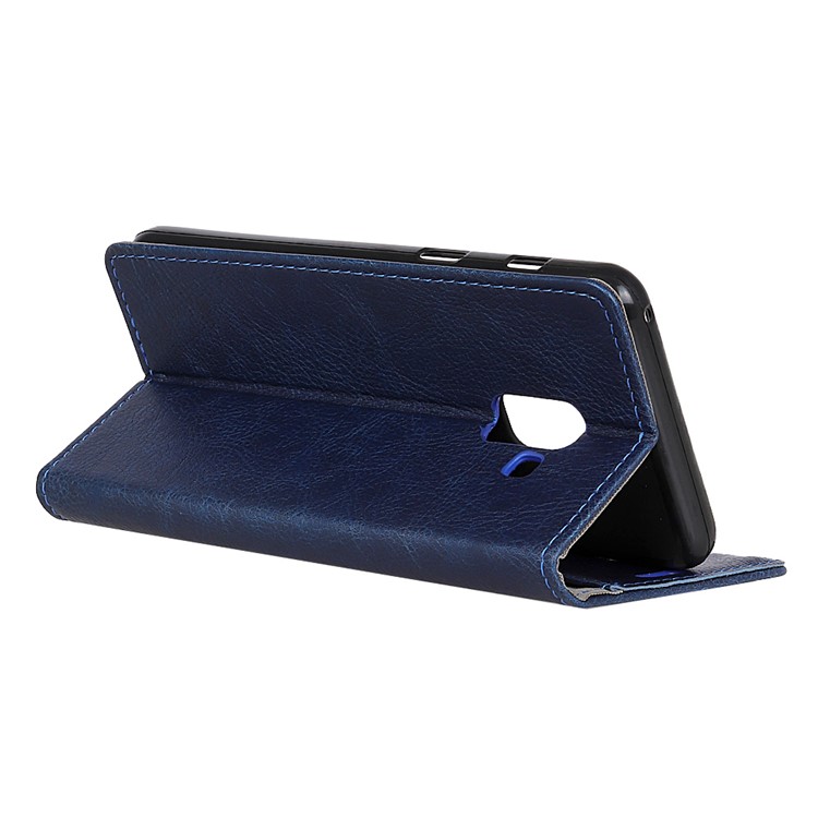 Metal Magnetic Clasp Crazy Horse Texture Leather Wallet Phone Casing for Samsung Galaxy A8+ (2018) - Blue-3