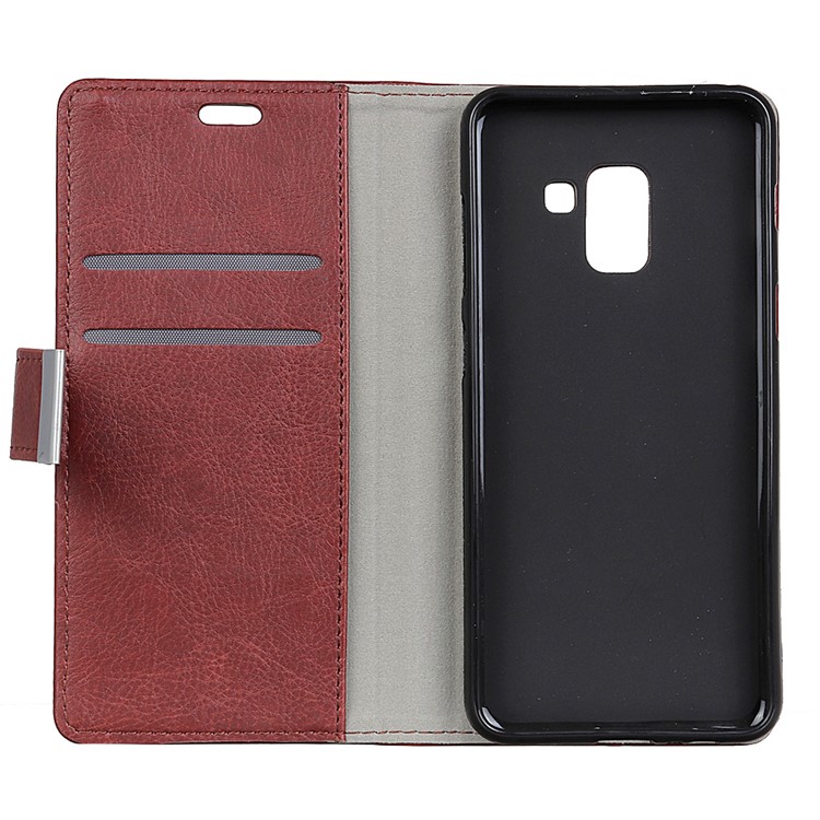 Metal Magnetic Clasp Crazy Horse Texture Leather Stand Mobile Shell for Samsung Galaxy A8 Plus (2018) - Coffee-2