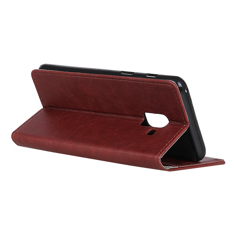 Metal Magnetic Clasp Crazy Horse Texture Leather Stand Mobile Shell for Samsung Galaxy A8 Plus (2018) - Coffee-3