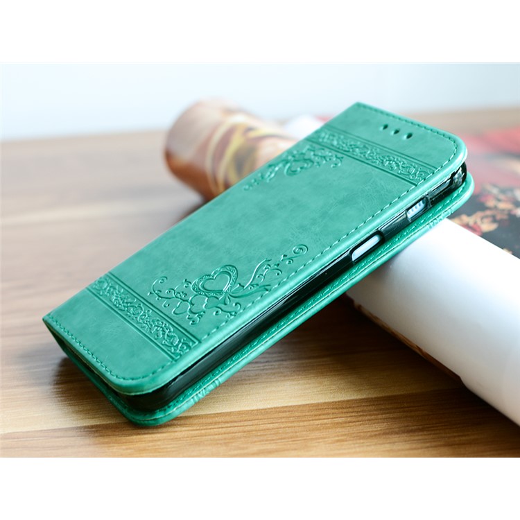 Imprint Diagonal Heart Flower PU Leather Mobile Case for Samsung Galaxy A3 (2017) - Cyan-2