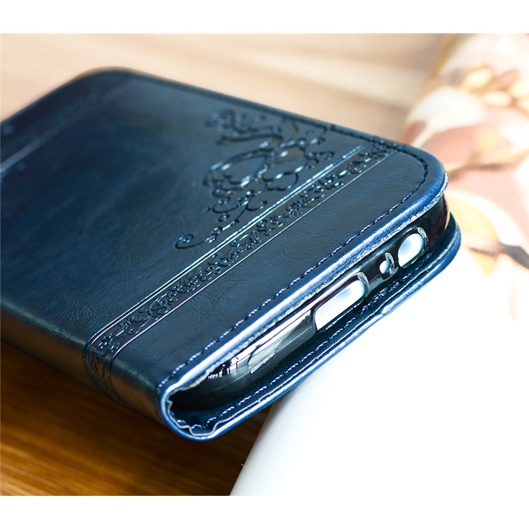 Imprint Diagonal Heart Flower Stand Leather Wallet Phone Case for Samsung Galaxy A3 (2017) - Dark Blue-3