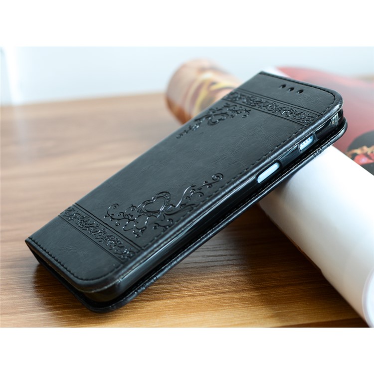 Imprint Diagonal Heart Flower Leather Wallet Mobile Cover for Samsung Galaxy A3 (2017) - Black-4
