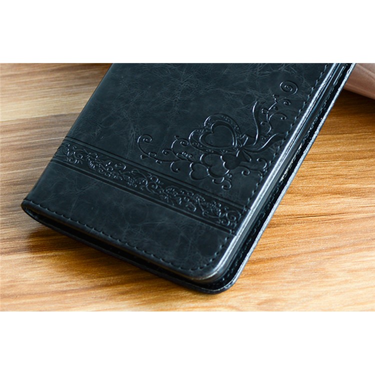 Imprint Diagonal Heart Flower Leather Wallet Mobile Cover for Samsung Galaxy A3 (2017) - Black-6
