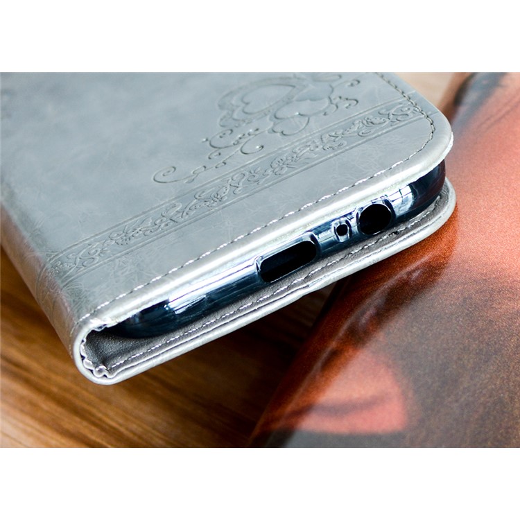 Imprint Heart Vines Pattern Wallet Leather Case for Samsung Galaxy A5 (2017) SM-A520 - Grey-3