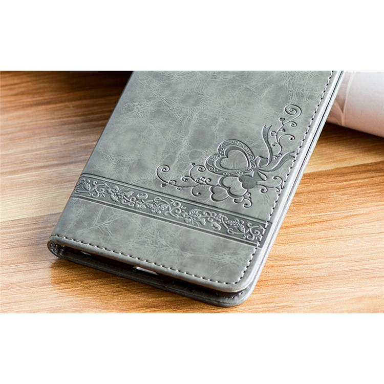 Imprint Heart Vines Pattern Wallet Leather Case for Samsung Galaxy A5 (2017) SM-A520 - Grey-6