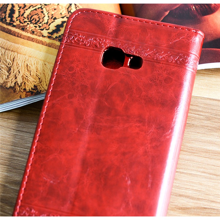 Imprint Heart Vines Pattern Stand Leather Cover for Samsung Galaxy A5 (2017) SM-A520 - Red-3