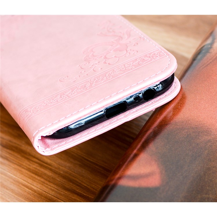 Imprint Heart Vines Pattern Leather Stand Case for Samsung Galaxy A5 (2017) SM-A520 - Pink-3