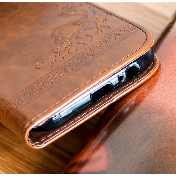 Imprint Heart Vines Pattern Stand Leather Protective Shell for Samsung Galaxy A5 (2017) SM-A520 - Brown-5