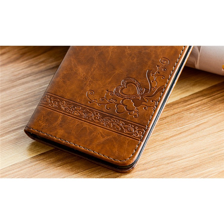 Imprint Heart Vines Pattern Stand Leather Protective Shell for Samsung Galaxy A5 (2017) SM-A520 - Brown-6