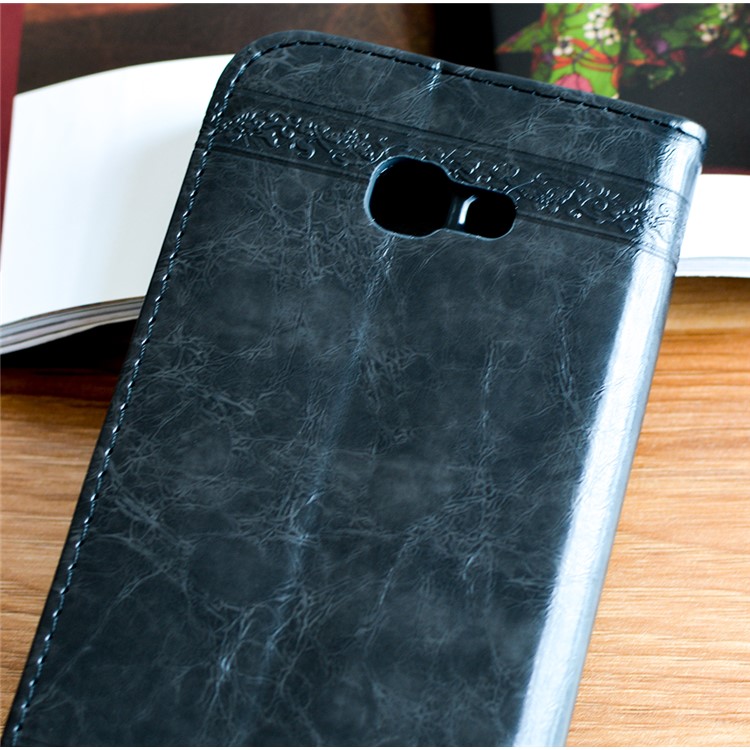 Imprint Diagonal Heart Flower Stand Leather Cover Wallet Case for Samsung Galaxy A7 (2017) SM-A720F - Dark Blue-2