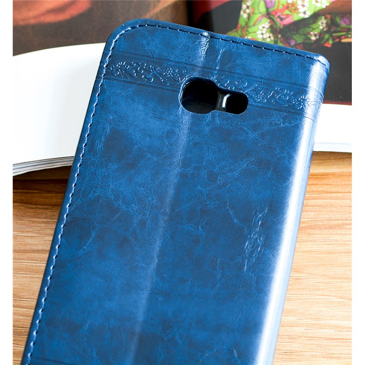 Imprint Diagonal Heart Flower Stand Leather Cover Wallet Case for Samsung Galaxy A7 (2017) SM-A720F - Dark Blue-4
