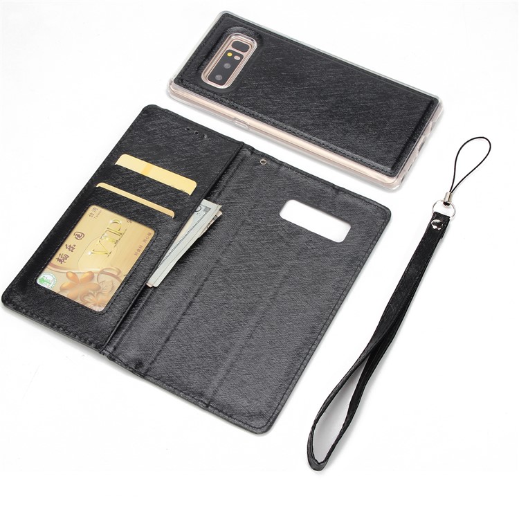 Detachable 2-in-1 Silk Texture Leather Wallet Cover for Samsung Galaxy Note 8 SM-N950 - Black-6