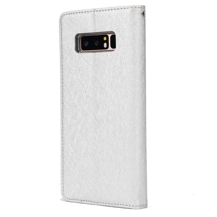 Detachable 2-in-1 Silk Texture Leather Wallet Case for Samsung Galaxy Note 8 SM-N950 - Silver-3
