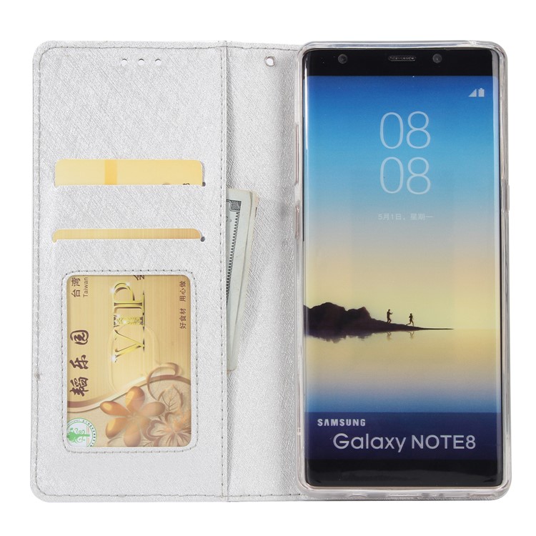 Detachable 2-in-1 Silk Texture Leather Wallet Case for Samsung Galaxy Note 8 SM-N950 - Silver-4