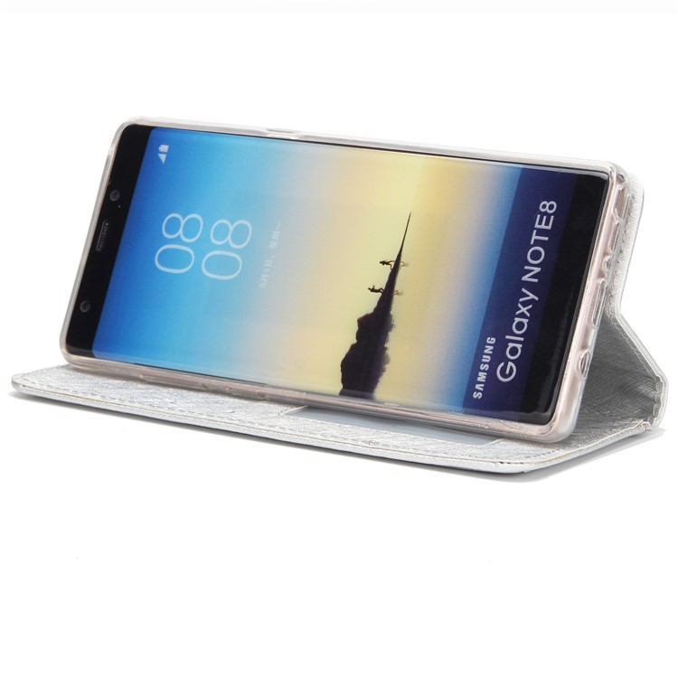 Detachable 2-in-1 Silk Texture Leather Wallet Case for Samsung Galaxy Note 8 SM-N950 - Silver-5