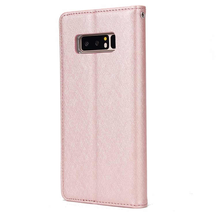 Detachable 2-in-1 Silk Texture Leather Wallet Shell for Samsung Galaxy Note 8 SM-N950 - Rose Gold-3