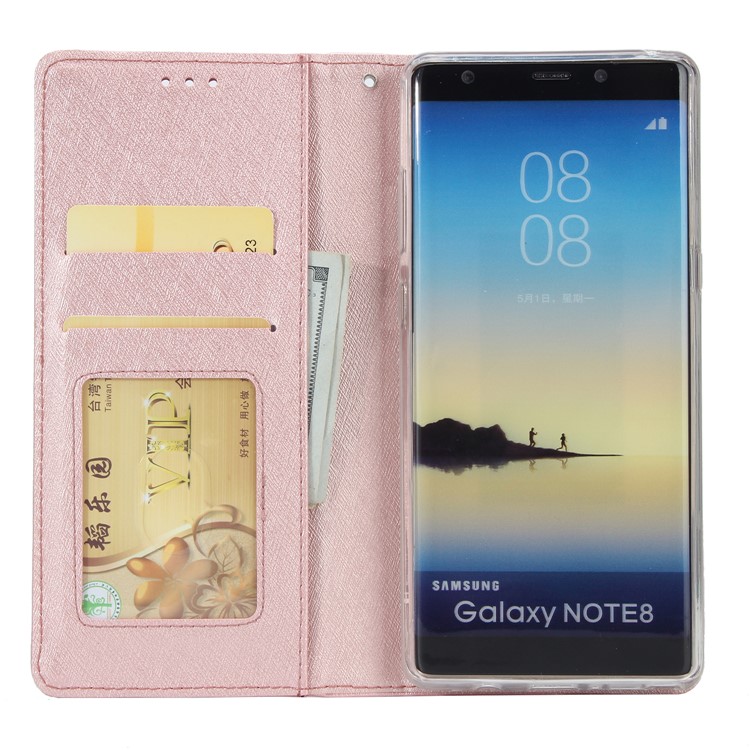 Detachable 2-in-1 Silk Texture Leather Wallet Shell for Samsung Galaxy Note 8 SM-N950 - Rose Gold-4