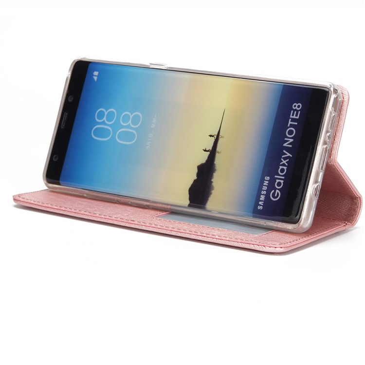 Detachable 2-in-1 Silk Texture Leather Wallet Shell for Samsung Galaxy Note 8 SM-N950 - Rose Gold-5