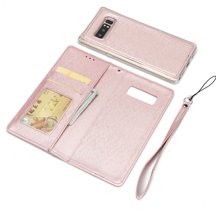 Detachable 2-in-1 Silk Texture Leather Wallet Shell for Samsung Galaxy Note 8 SM-N950 - Rose Gold-6