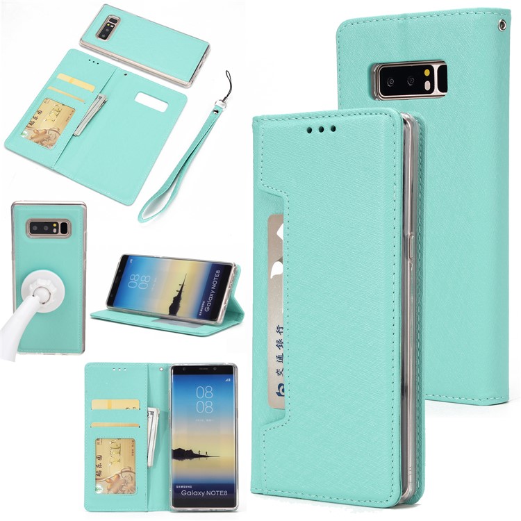 Detachable 2-in-1 Silk Texture Leather Wallet Mobile Phone Cover for Samsung Galaxy Note 8 SM-N950 - Green-1