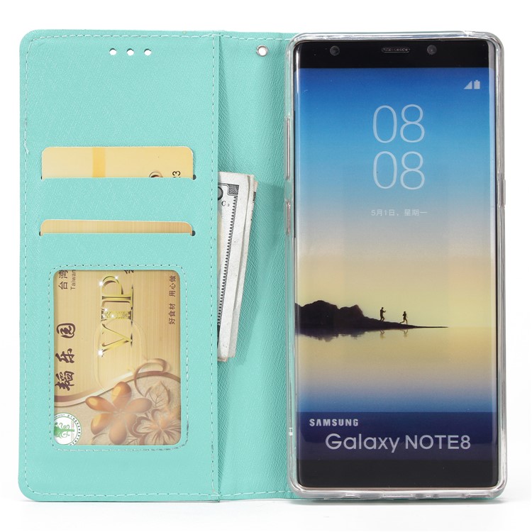 Detachable 2-in-1 Silk Texture Leather Wallet Mobile Phone Cover for Samsung Galaxy Note 8 SM-N950 - Green-4