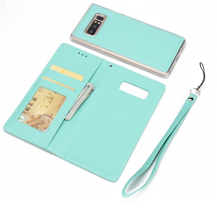Detachable 2-in-1 Silk Texture Leather Wallet Mobile Phone Cover for Samsung Galaxy Note 8 SM-N950 - Green-6