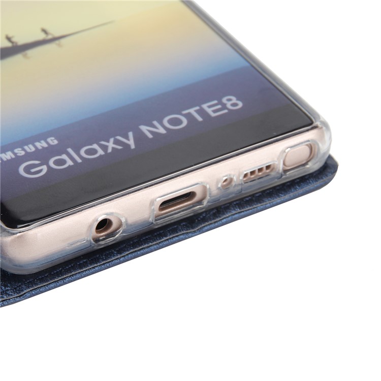 Detachable 2-in-1 Silk Texture Leather Wallet Cell Phone Shell for Samsung Galaxy Note 8 SM-N950 - Blue-10