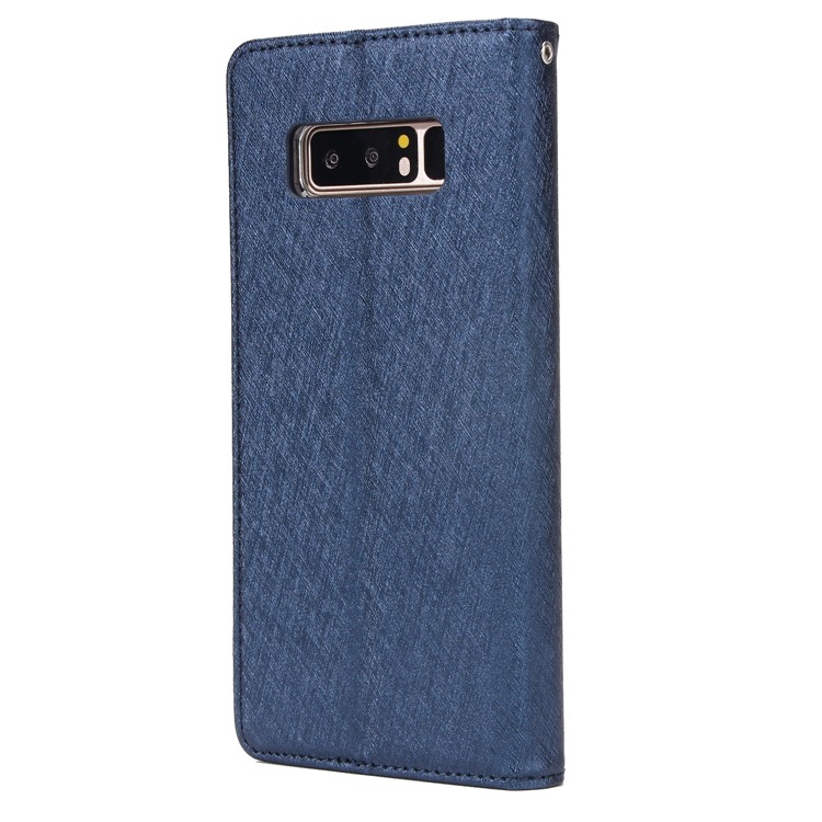 Detachable 2-in-1 Silk Texture Leather Wallet Cell Phone Shell for Samsung Galaxy Note 8 SM-N950 - Blue-3