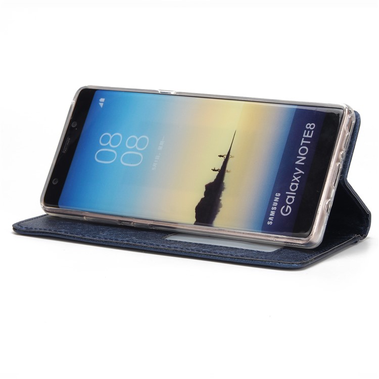 Detachable 2-in-1 Silk Texture Leather Wallet Cell Phone Shell for Samsung Galaxy Note 8 SM-N950 - Blue-5