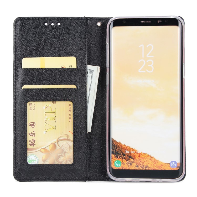 Detachable 2-in-1 Silk Texture Leather Wallet Cover for Samsung Galaxy S8 SM-G950 - Black-4