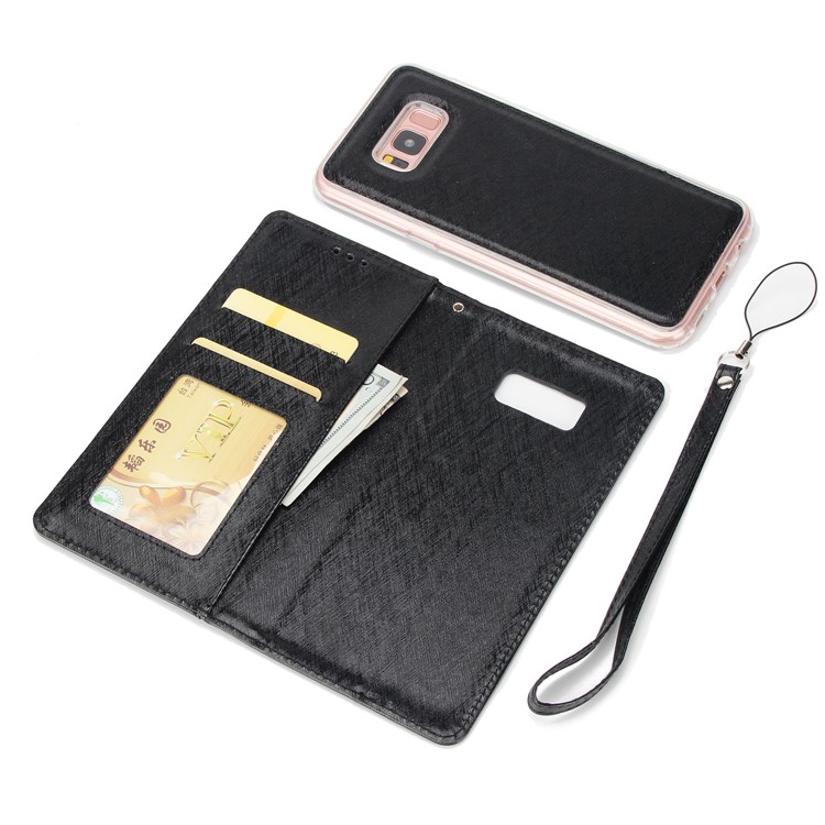 Detachable 2-in-1 Silk Texture Leather Wallet Cover for Samsung Galaxy S8 SM-G950 - Black-6