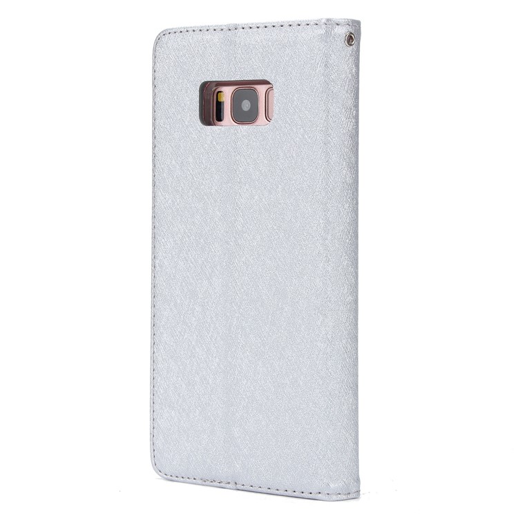 Detachable 2-in-1 Silk Texture Leather Wallet Case for Samsung Galaxy S8 SM-G950 - Silver-3