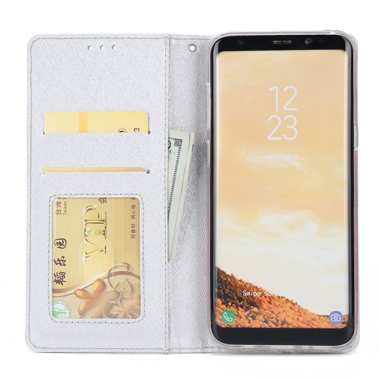 Detachable 2-in-1 Silk Texture Leather Wallet Case for Samsung Galaxy S8 SM-G950 - Silver-4