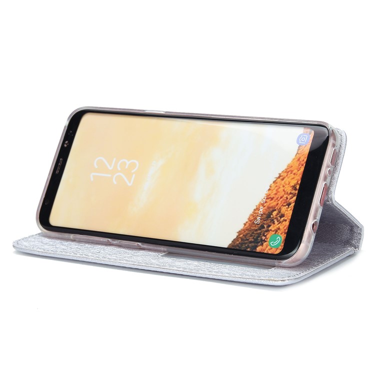 Detachable 2-in-1 Silk Texture Leather Wallet Case for Samsung Galaxy S8 SM-G950 - Silver-5