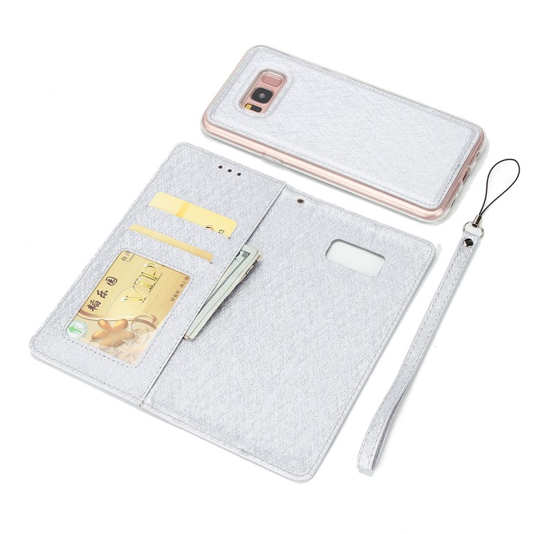 Detachable 2-in-1 Silk Texture Leather Wallet Case for Samsung Galaxy S8 SM-G950 - Silver-6