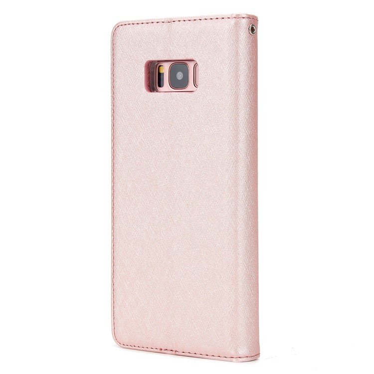 Detachable 2-in-1 Silk Texture Leather Wallet Shell for Samsung Galaxy S8 SM-G950 - Rose Gold-3