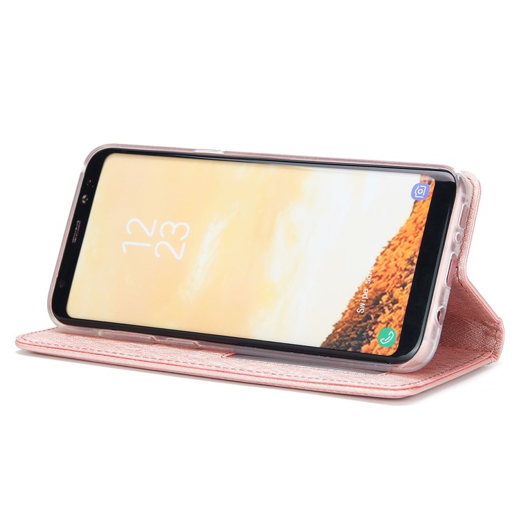 Detachable 2-in-1 Silk Texture Leather Wallet Shell for Samsung Galaxy S8 SM-G950 - Rose Gold-5