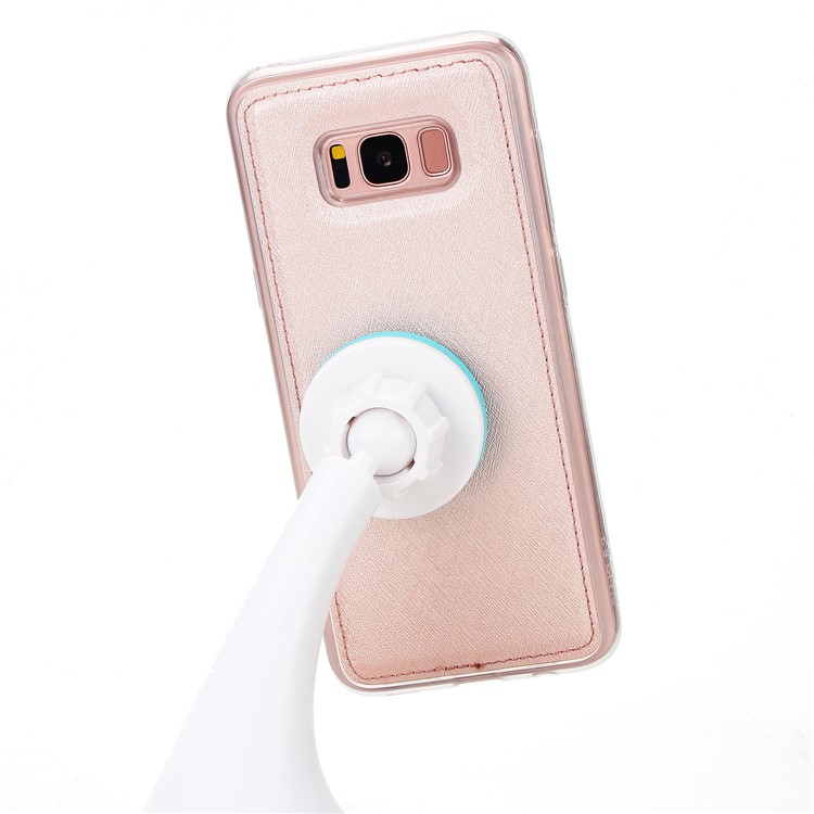 Detachable 2-in-1 Silk Texture Leather Wallet Shell for Samsung Galaxy S8 SM-G950 - Rose Gold-7