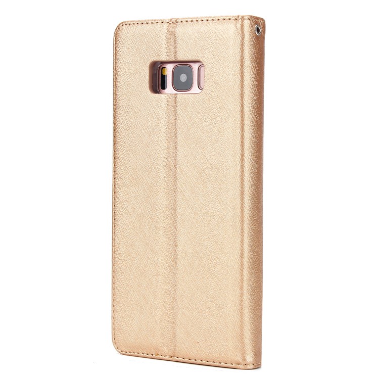 Detachable 2-in-1 Silk Texture Leather Wallet Casing for Samsung Galaxy S8 SM-G950 - Gold-3