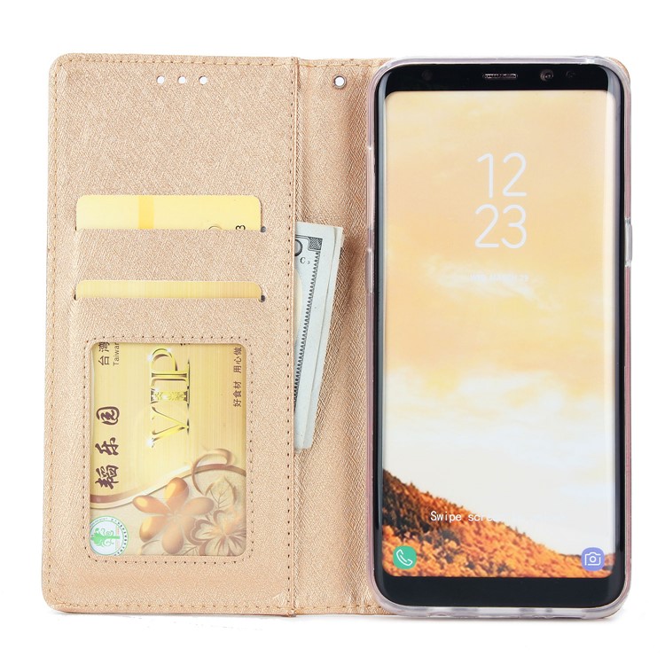 Detachable 2-in-1 Silk Texture Leather Wallet Casing for Samsung Galaxy S8 SM-G950 - Gold-4