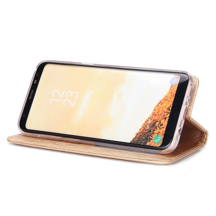 Detachable 2-in-1 Silk Texture Leather Wallet Casing for Samsung Galaxy S8 SM-G950 - Gold-5