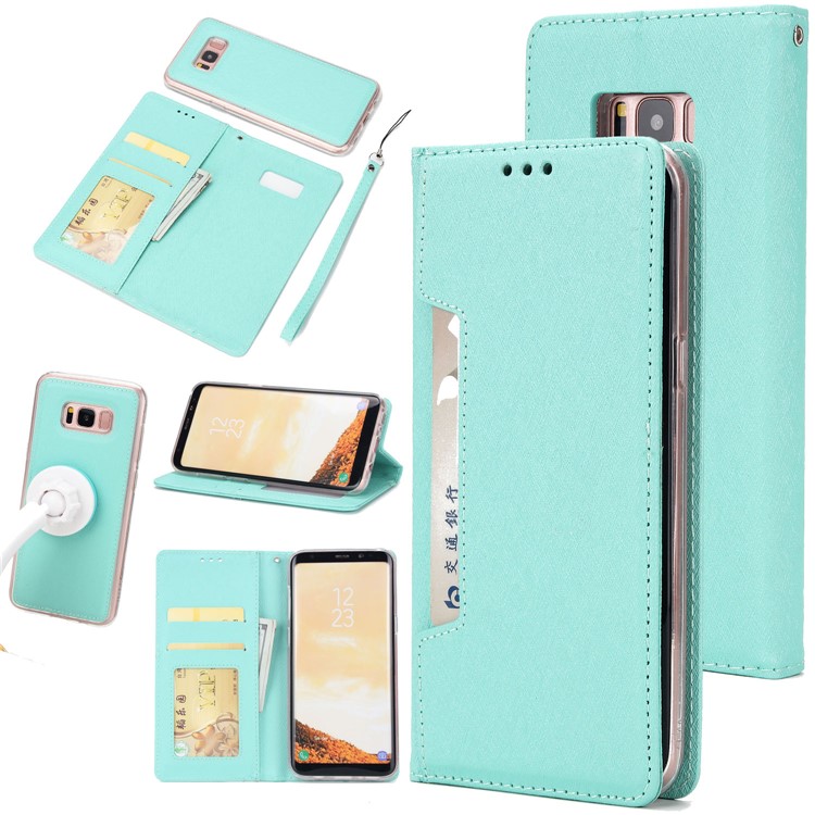 Detachable 2-in-1 Silk Texture Leather Wallet Mobile Phone Cover for Samsung Galaxy S8 SM-G950 - Green-1